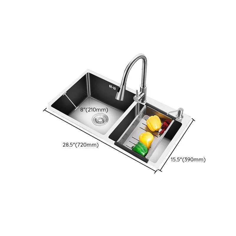 Modern Style Kitchen Sink Drop-In Kitchen Double Sink with Soundproofing -Bathlova