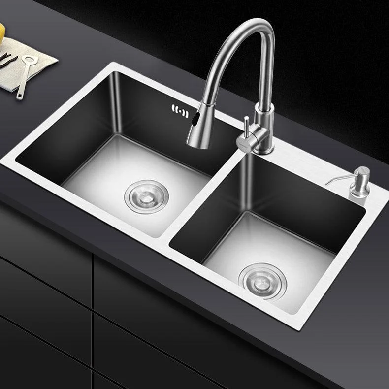 Modern Style Kitchen Sink Drop-In Kitchen Double Sink with Soundproofing -Bathlova