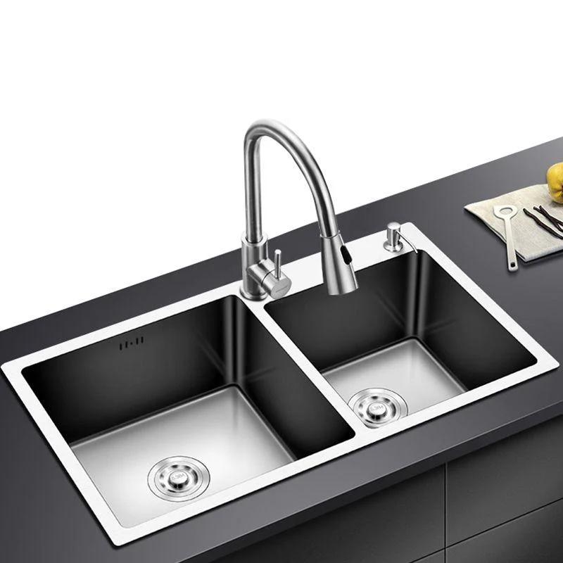 Modern Style Kitchen Sink Drop-In Kitchen Double Sink with Soundproofing -Bathlova