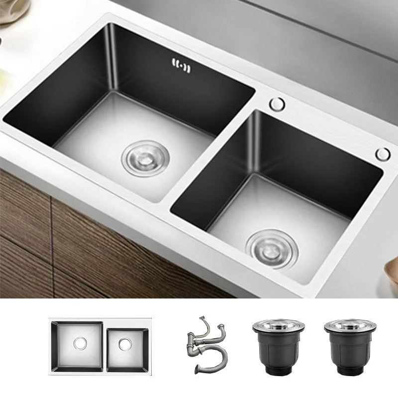 Modern Style Kitchen Sink Drop-In Kitchen Double Sink with Soundproofing -Bathlova