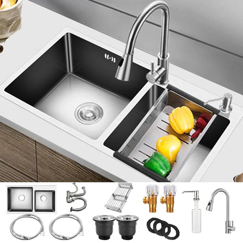 Modern Style Kitchen Sink Drop-In Kitchen Double Sink with Soundproofing -Bathlova