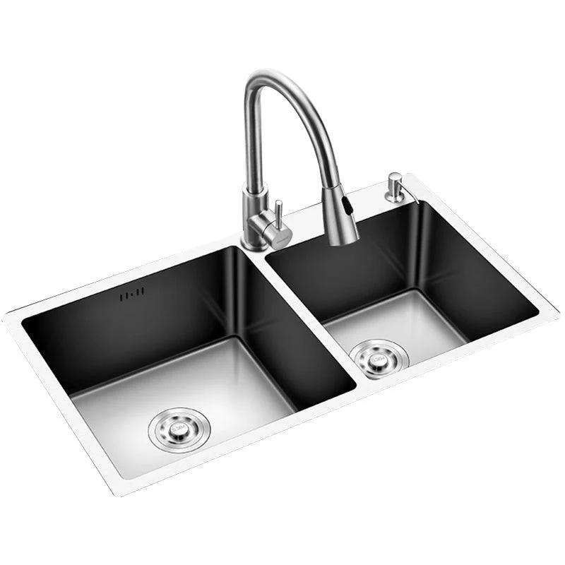 Modern Style Kitchen Sink Drop-In Kitchen Double Sink with Soundproofing -Bathlova