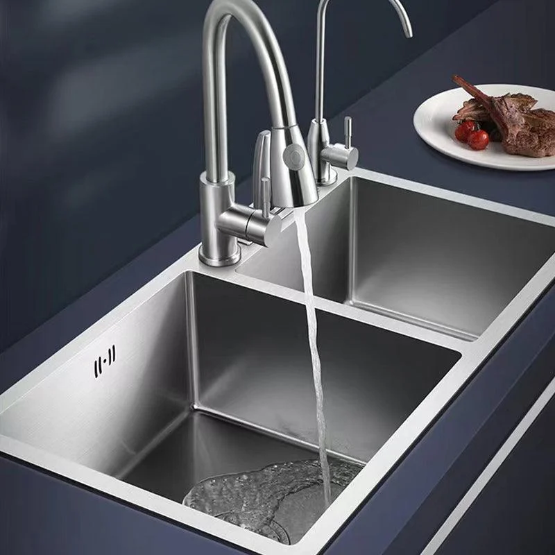 Modern Style Kitchen Sink Drop-In Noise-cancelling Design Kitchen Double Sink -Bathlova