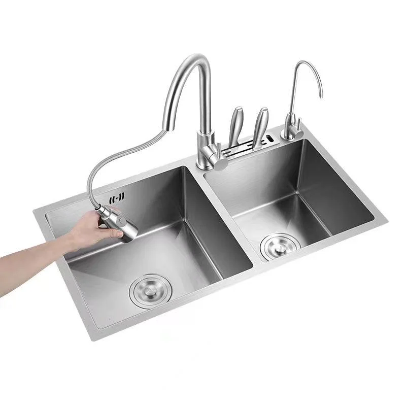 Modern Style Kitchen Sink Drop-In Noise-cancelling Design Kitchen Double Sink -Bathlova