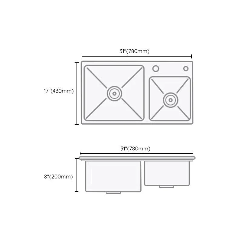 Modern Style Kitchen Sink Drop-In Noise-cancelling Design Kitchen Double Sink -Bathlova