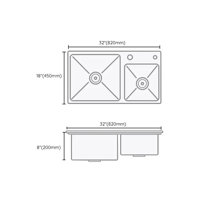 Modern Style Kitchen Sink Drop-In Noise-cancelling Design Kitchen Double Sink -Bathlova