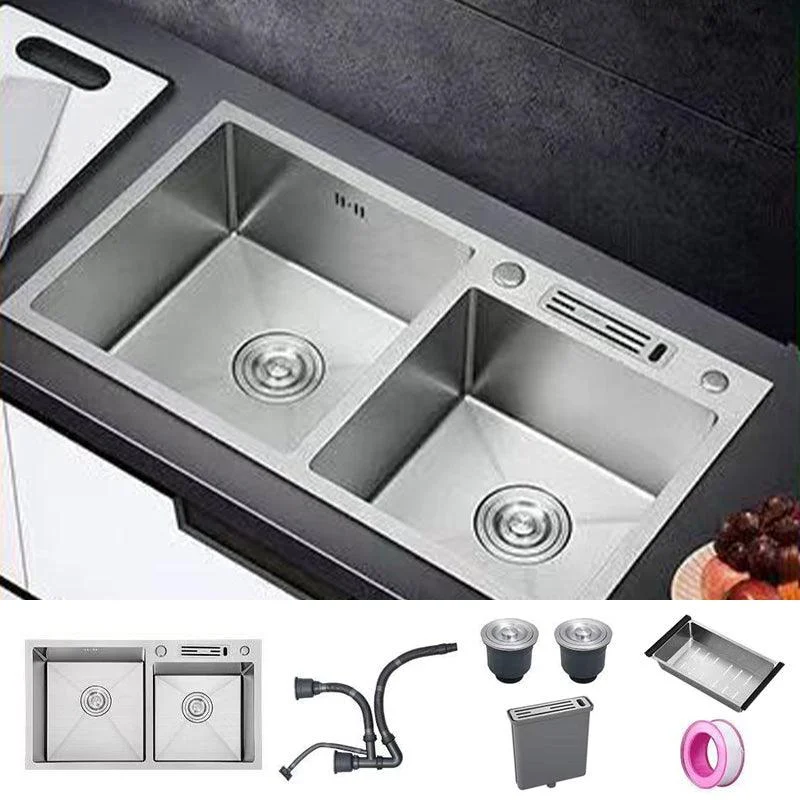 Modern Style Kitchen Sink Drop-In Noise-cancelling Design Kitchen Double Sink -Bathlova