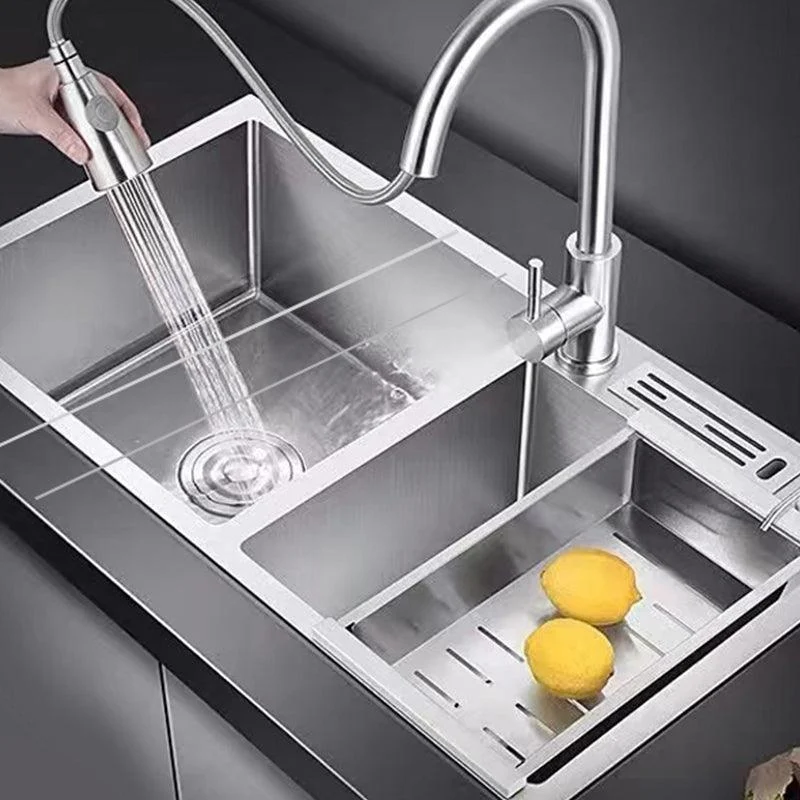 Modern Style Kitchen Sink Drop-In Noise-cancelling Design Kitchen Double Sink -Bathlova