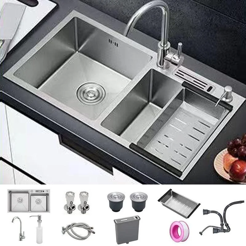 Modern Style Kitchen Sink Drop-In Noise-cancelling Design Kitchen Double Sink -Bathlova