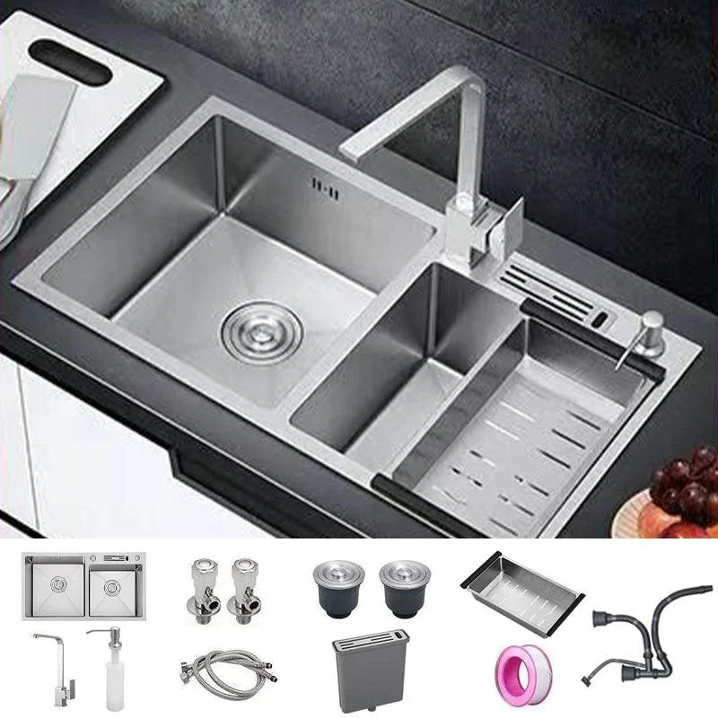 Modern Style Kitchen Sink Drop-In Noise-cancelling Design Kitchen Double Sink -Bathlova