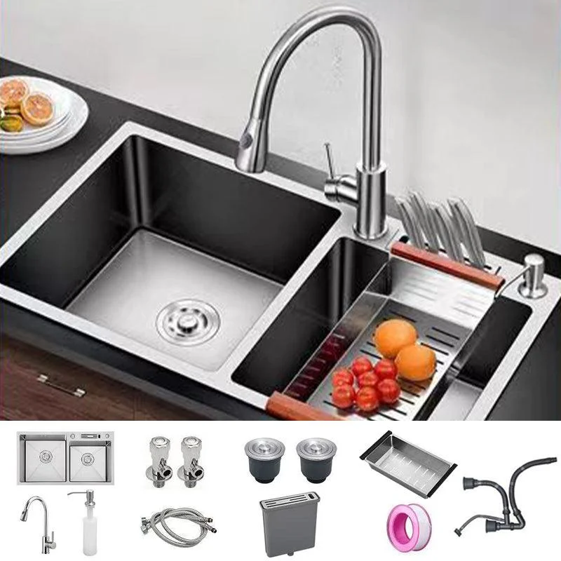 Modern Style Kitchen Sink Drop-In Noise-cancelling Design Kitchen Double Sink -Bathlova