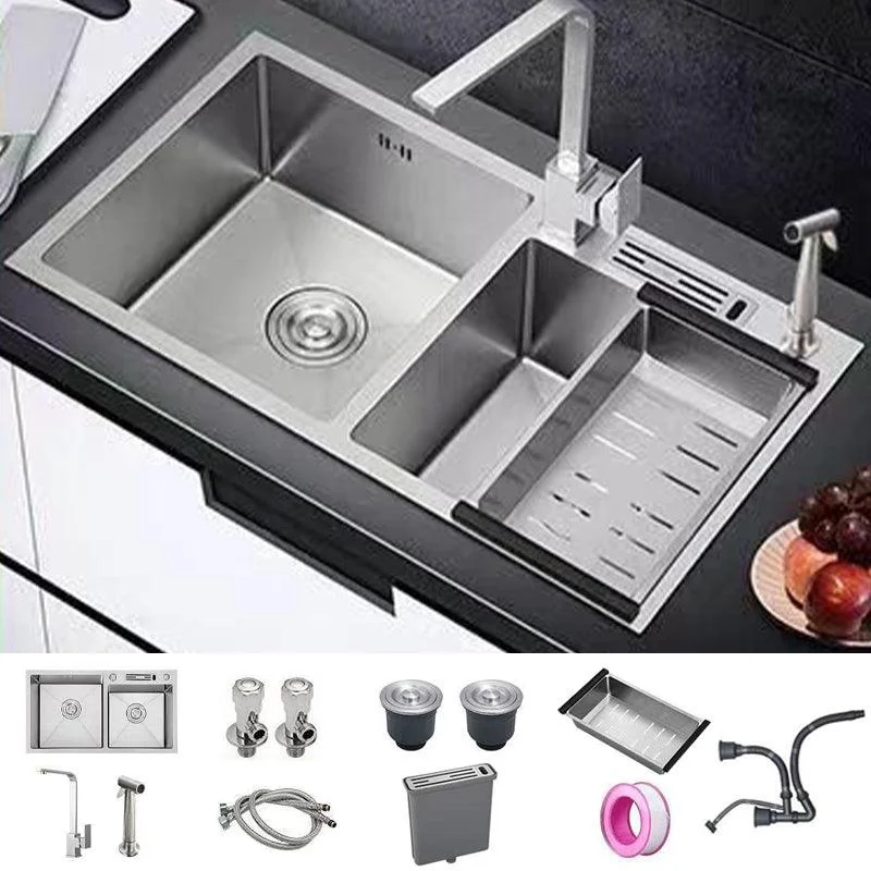 Modern Style Kitchen Sink Drop-In Noise-cancelling Design Kitchen Double Sink -Bathlova