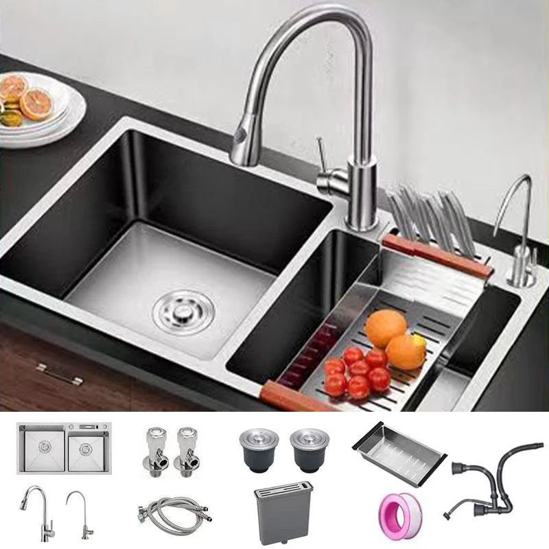 Modern Style Kitchen Sink Drop-In Noise-cancelling Design Kitchen Double Sink -Bathlova