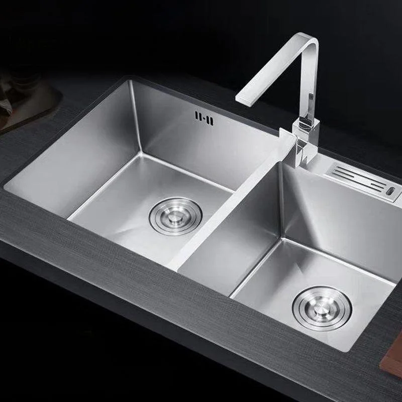 Modern Style Kitchen Sink Drop-In Noise-cancelling Design Kitchen Double Sink -Bathlova