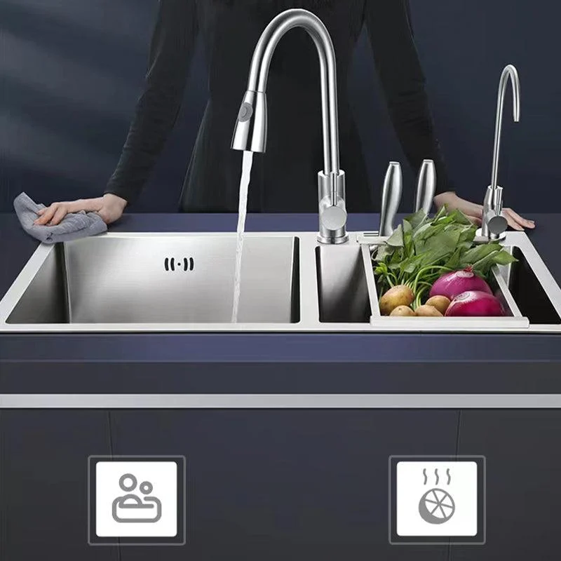 Modern Style Kitchen Sink Drop-In Noise-cancelling Design Kitchen Double Sink -Bathlova