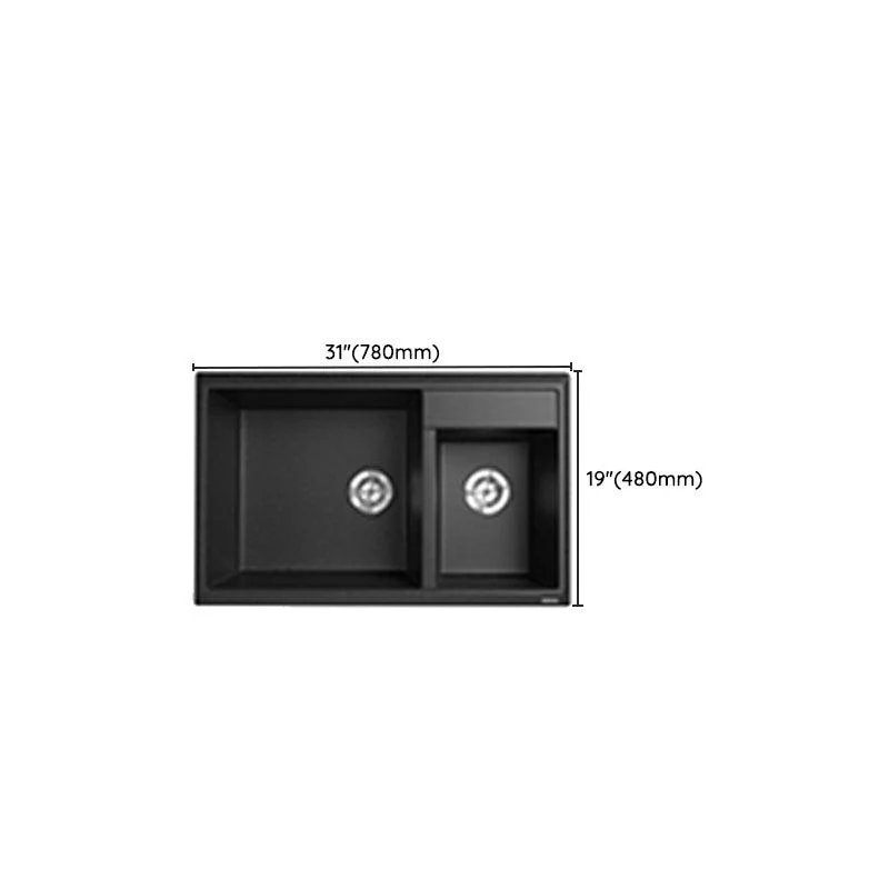 Modern Style Kitchen Sink Drop-In Quartz Kitchen Double Sink with Drain Assembly -Bathlova