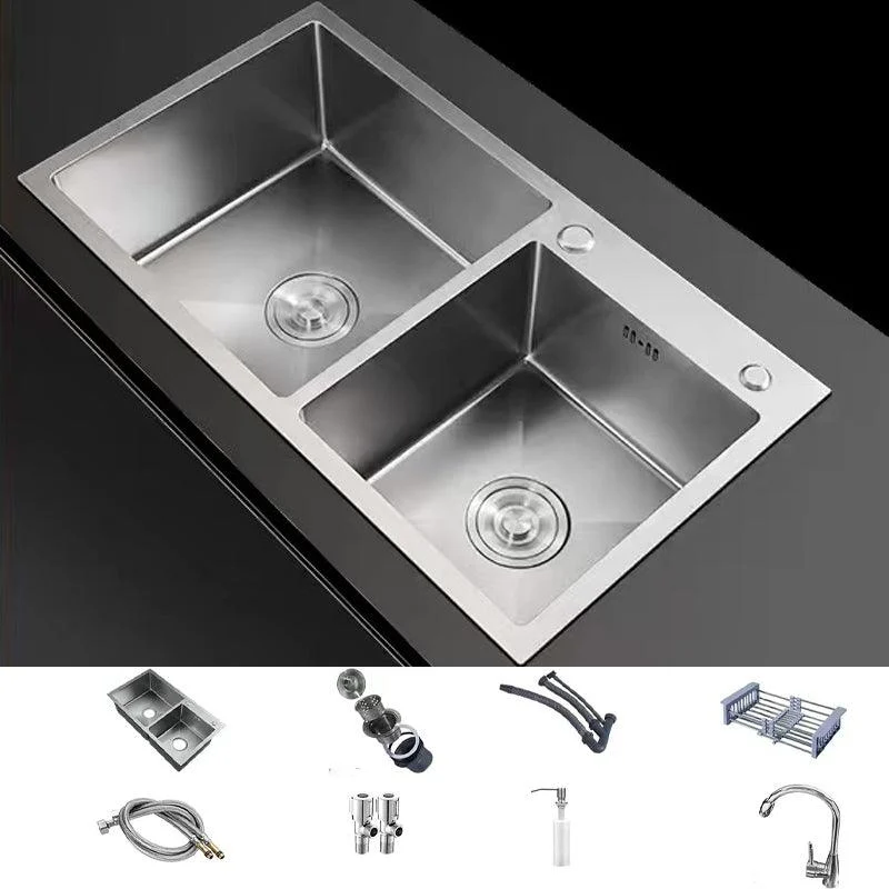 Modern Style Kitchen Sink Drop-In Stainless Steel Kitchen Double Sink -Bathlova