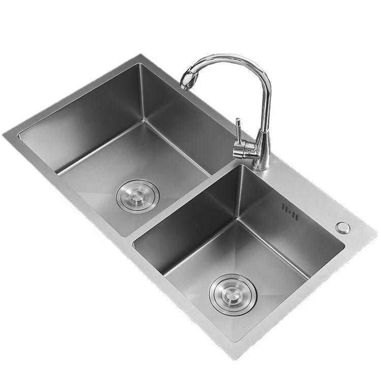 Modern Style Kitchen Sink Drop-In Stainless Steel Kitchen Double Sink -Bathlova