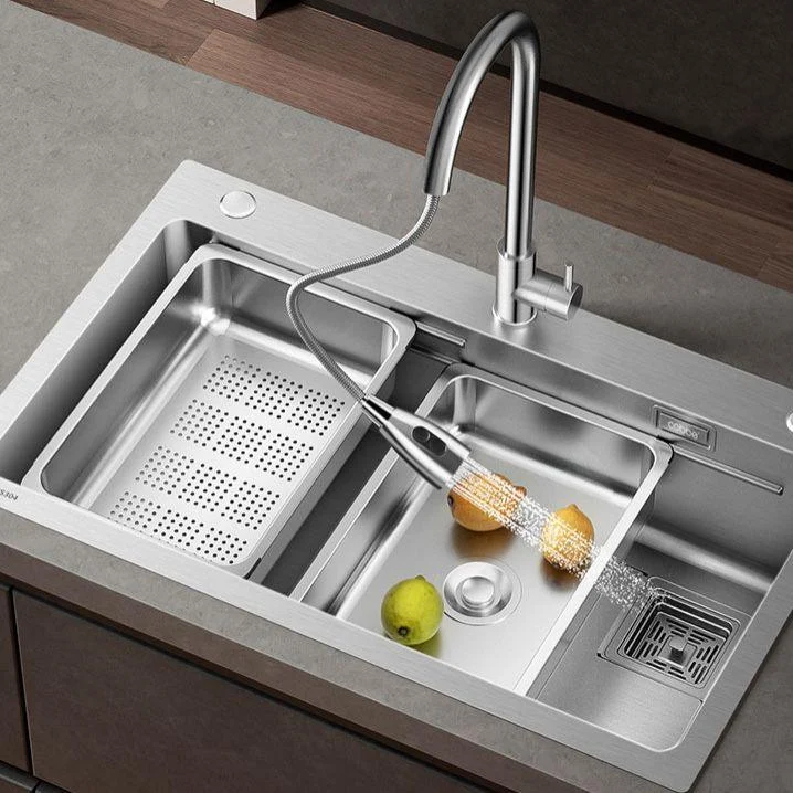 Modern Style Kitchen Sink Drop-In Stainless Steel Noise-cancelling Design Kitchen Sink -Bathlova