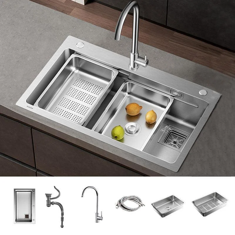 Modern Style Kitchen Sink Drop-In Stainless Steel Noise-cancelling Design Kitchen Sink -Bathlova