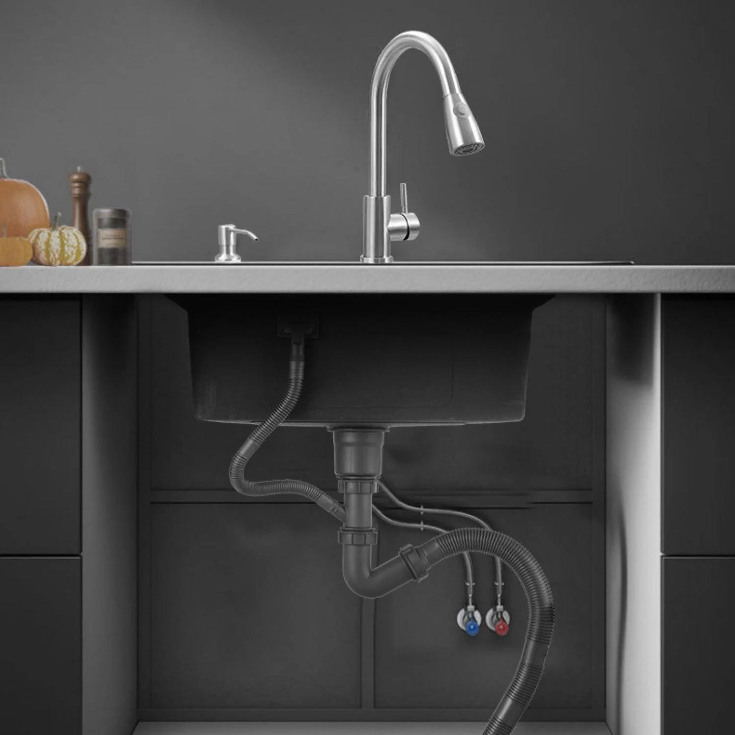 Modern Style Kitchen Sink Mental Kitchen Sink with Center Drain Placement -Bathlova