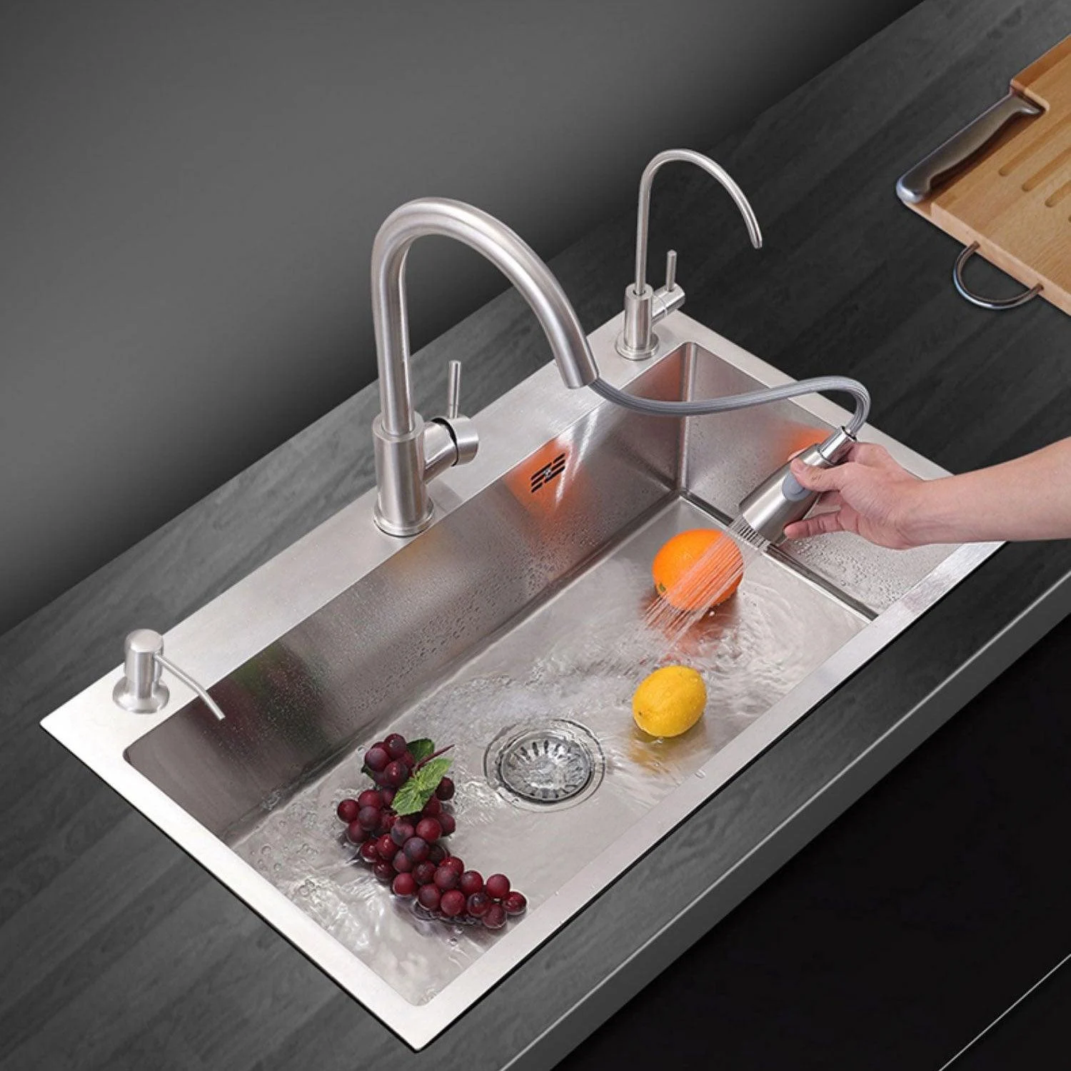 Modern Style Kitchen Sink Mental Kitchen Sink with Center Drain Placement -Bathlova