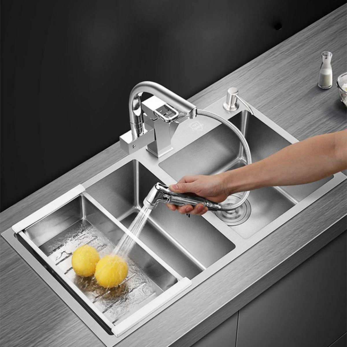 Modern Style Kitchen Sink Overflow Hole Design Drop-In Kitchen Sink -Bathlova