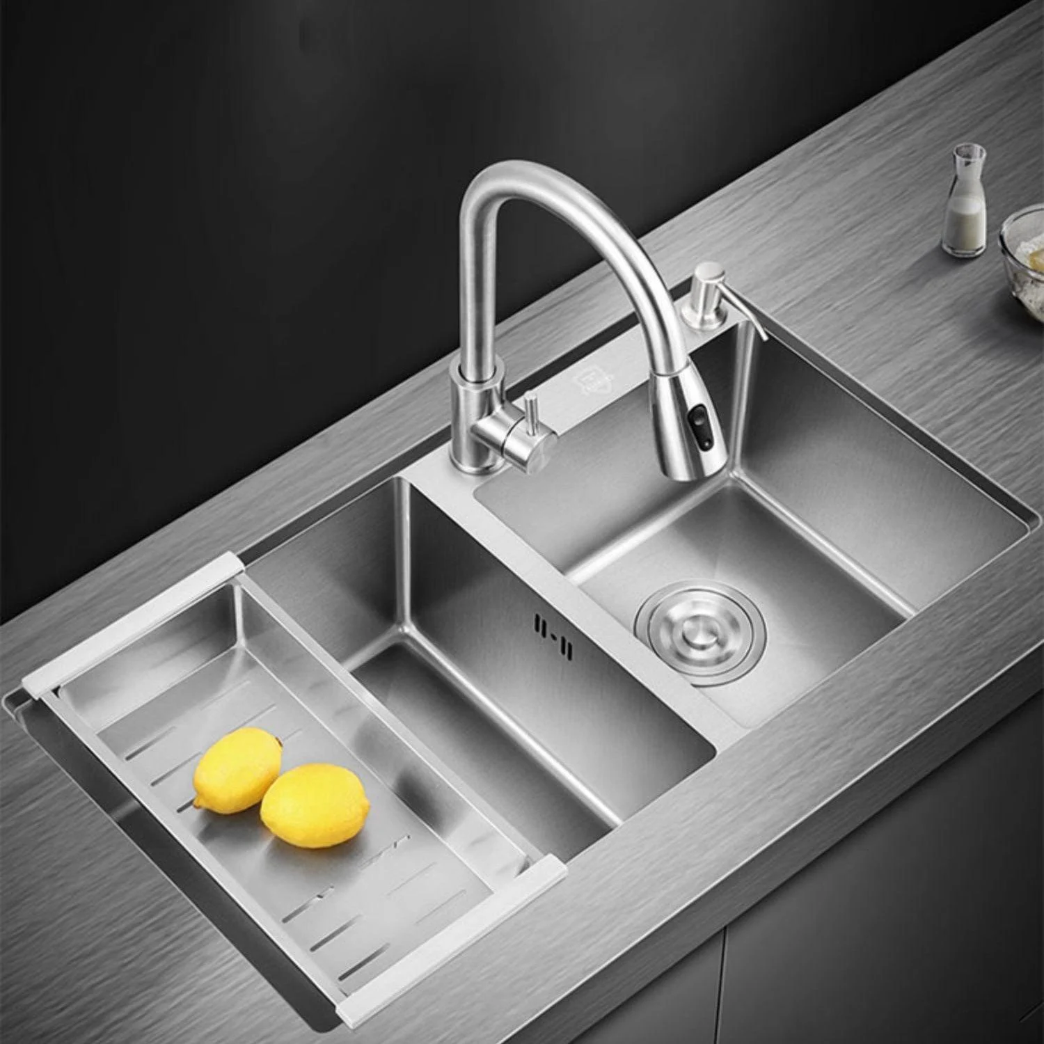 Modern Style Kitchen Sink Overflow Hole Design Drop-In Kitchen Sink -Bathlova