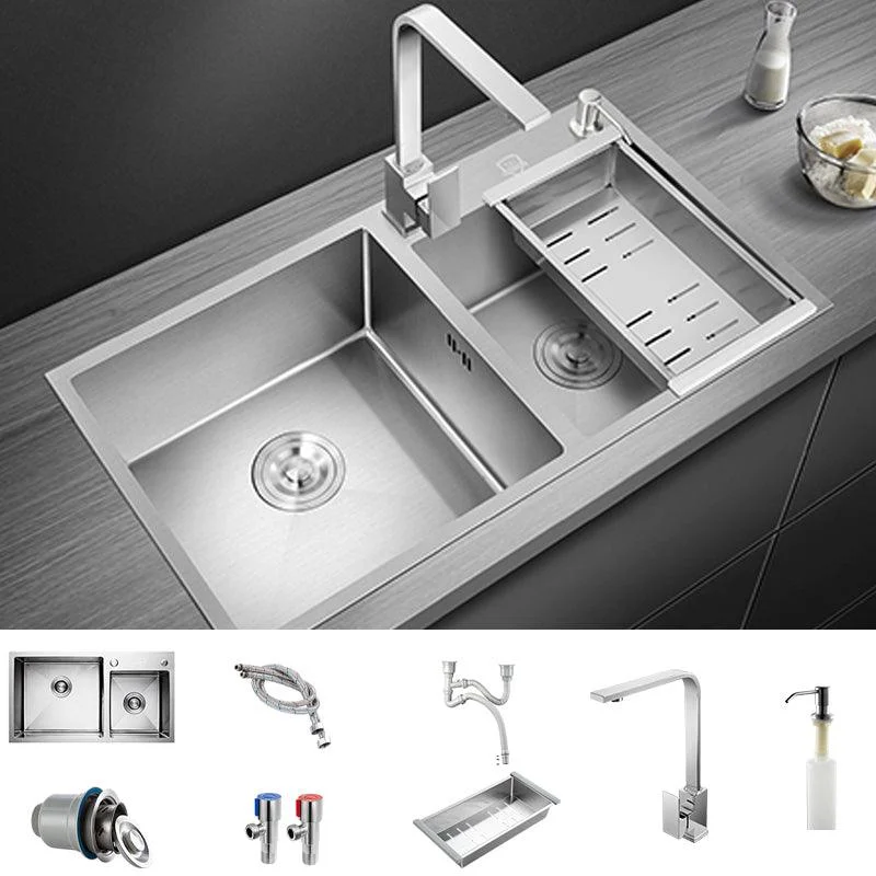 Modern Style Kitchen Sink Overflow Hole Design Drop-In Kitchen Sink -Bathlova