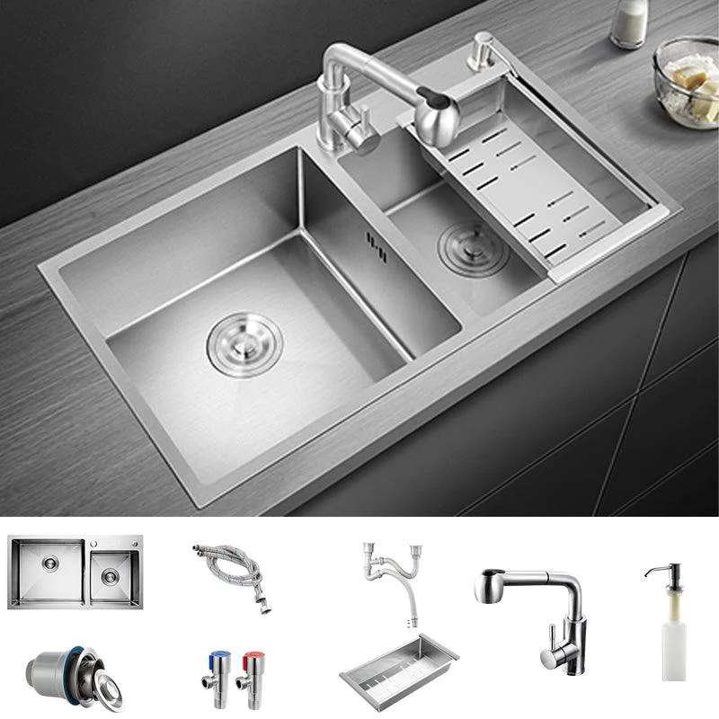 Modern Style Kitchen Sink Overflow Hole Design Drop-In Kitchen Sink -Bathlova