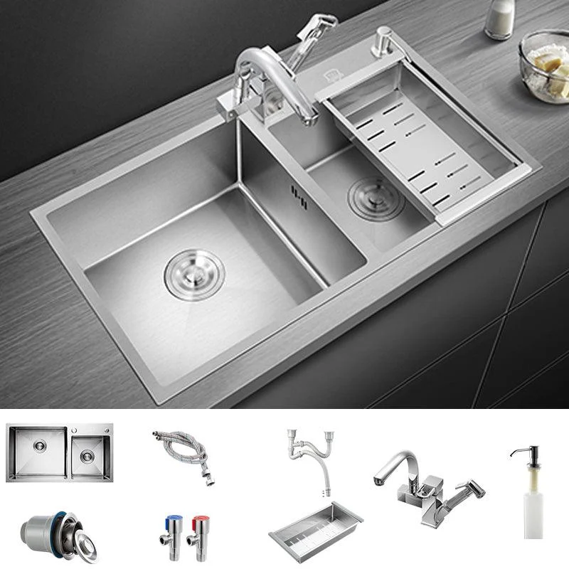 Modern Style Kitchen Sink Overflow Hole Design Drop-In Kitchen Sink -Bathlova