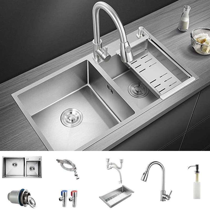 Modern Style Kitchen Sink Overflow Hole Design Drop-In Kitchen Sink -Bathlova