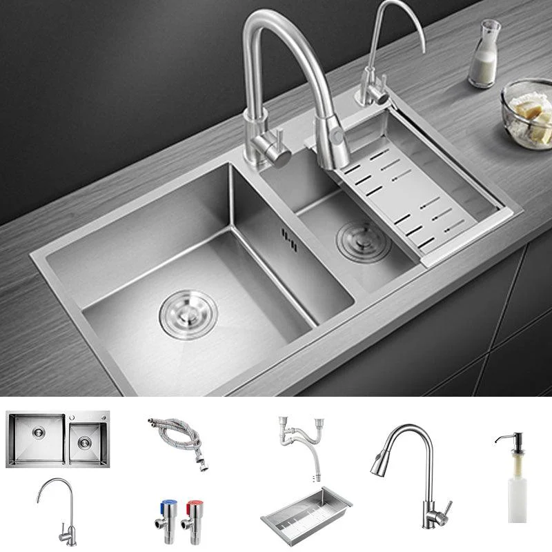 Modern Style Kitchen Sink Overflow Hole Design Drop-In Kitchen Sink -Bathlova