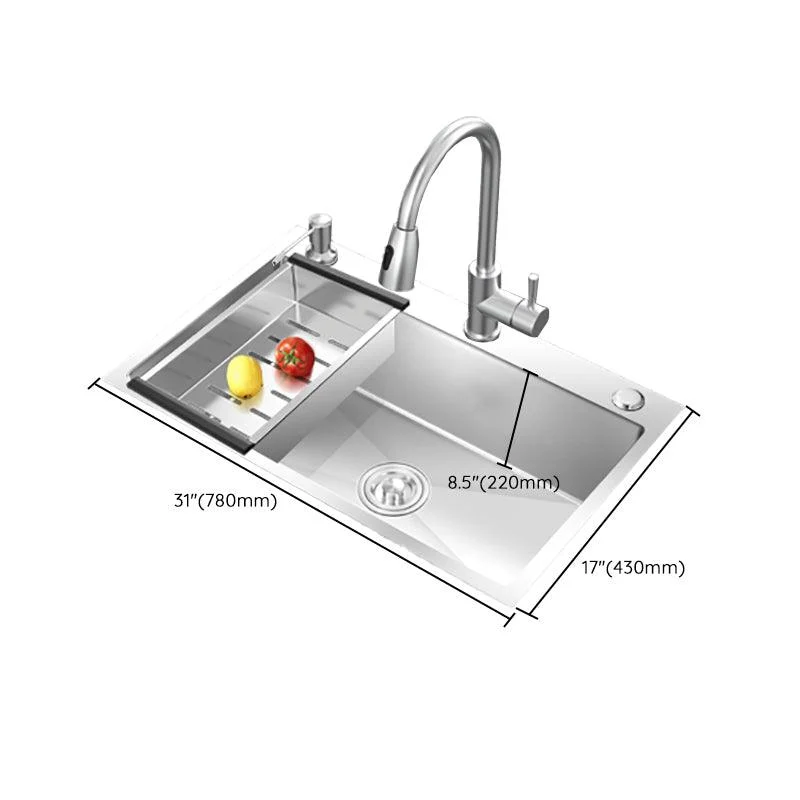 Modern Style Kitchen Sink Overflow Hole Design Drop-In Kitchen Sink with Soundproofing -Bathlova