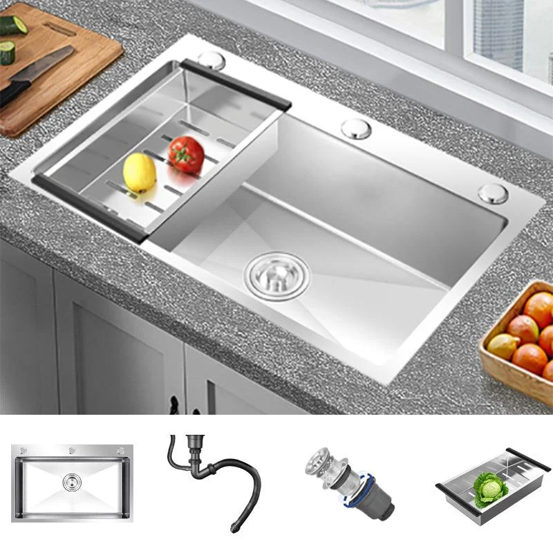 Modern Style Kitchen Sink Overflow Hole Design Drop-In Kitchen Sink with Soundproofing -Bathlova