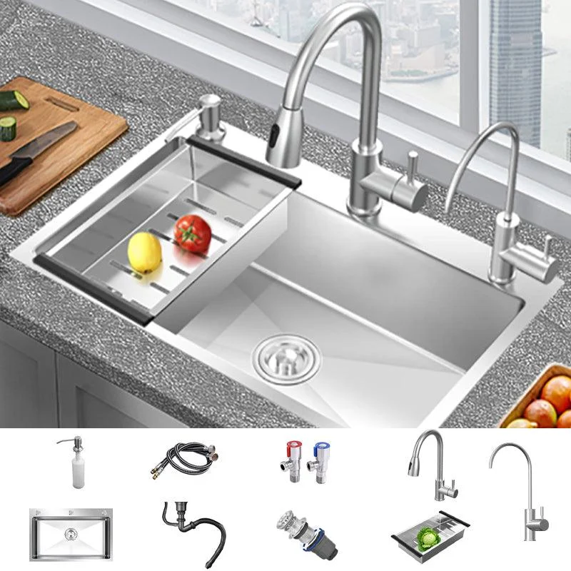 Modern Style Kitchen Sink Overflow Hole Design Drop-In Kitchen Sink with Soundproofing -Bathlova