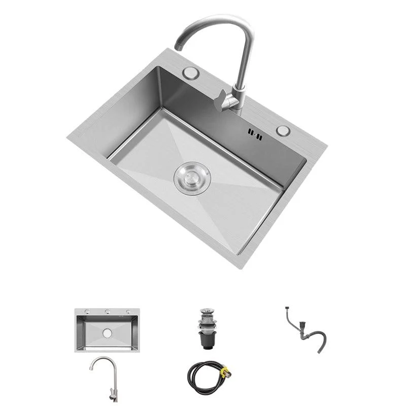 Modern Style Kitchen Sink Overflow Hole Design Drop-In Noise-cancelling Kitchen Sink -Bathlova