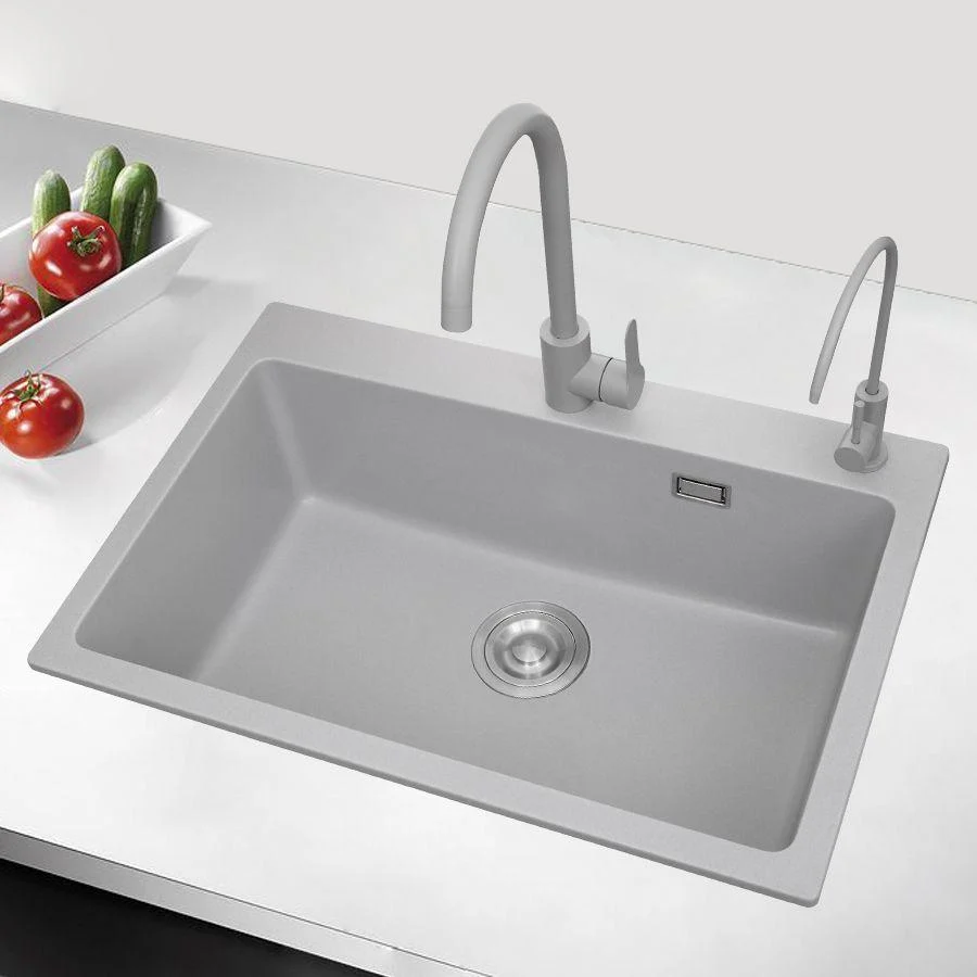 Modern Style Kitchen Sink Overflow Hole Design Drop-In Quartz Kitchen Sink -Bathlova