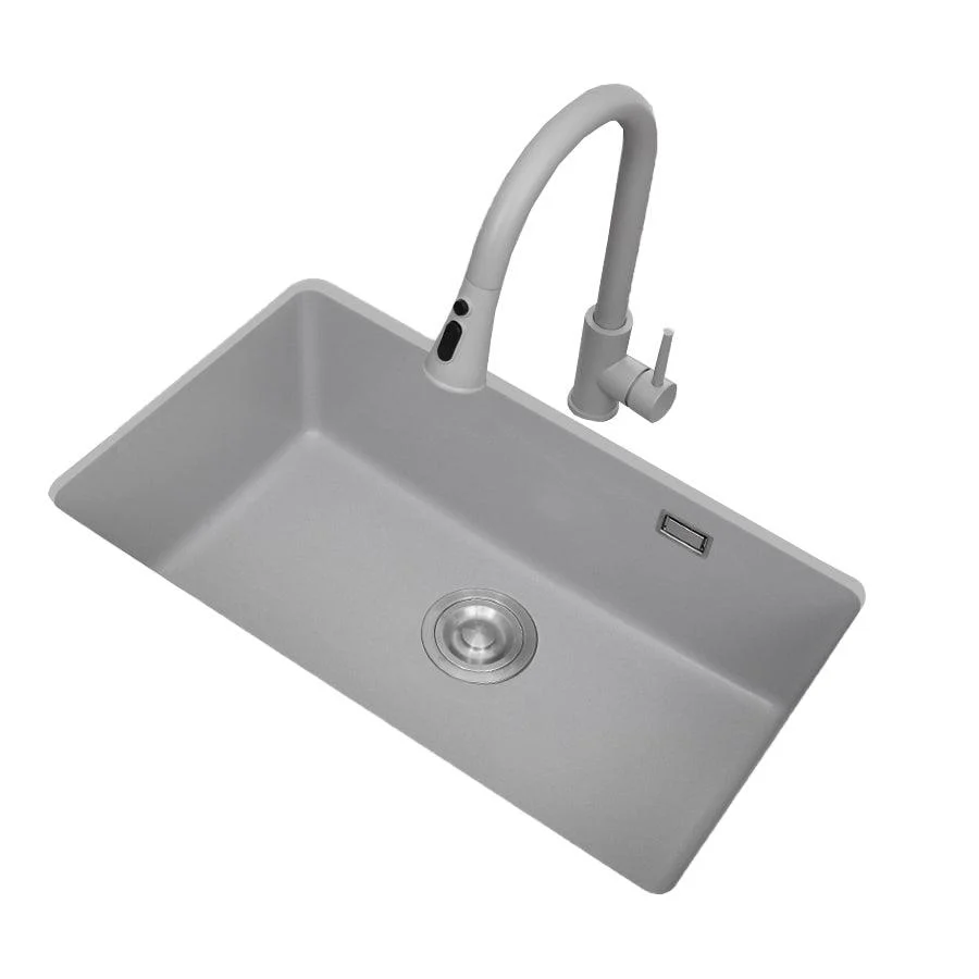 Modern Style Kitchen Sink Overflow Hole Design Drop-In Quartz Kitchen Sink -Bathlova