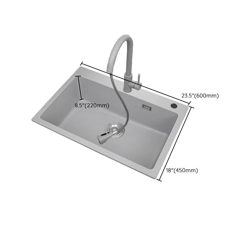 Modern Style Kitchen Sink Overflow Hole Design Drop-In Quartz Kitchen Sink -Bathlova