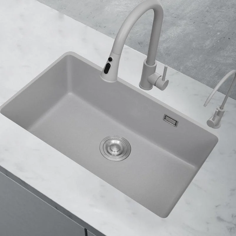 Modern Style Kitchen Sink Overflow Hole Design Drop-In Quartz Kitchen Sink -Bathlova