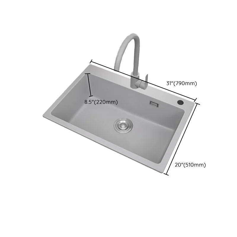 Modern Style Kitchen Sink Overflow Hole Design Drop-In Quartz Kitchen Sink -Bathlova