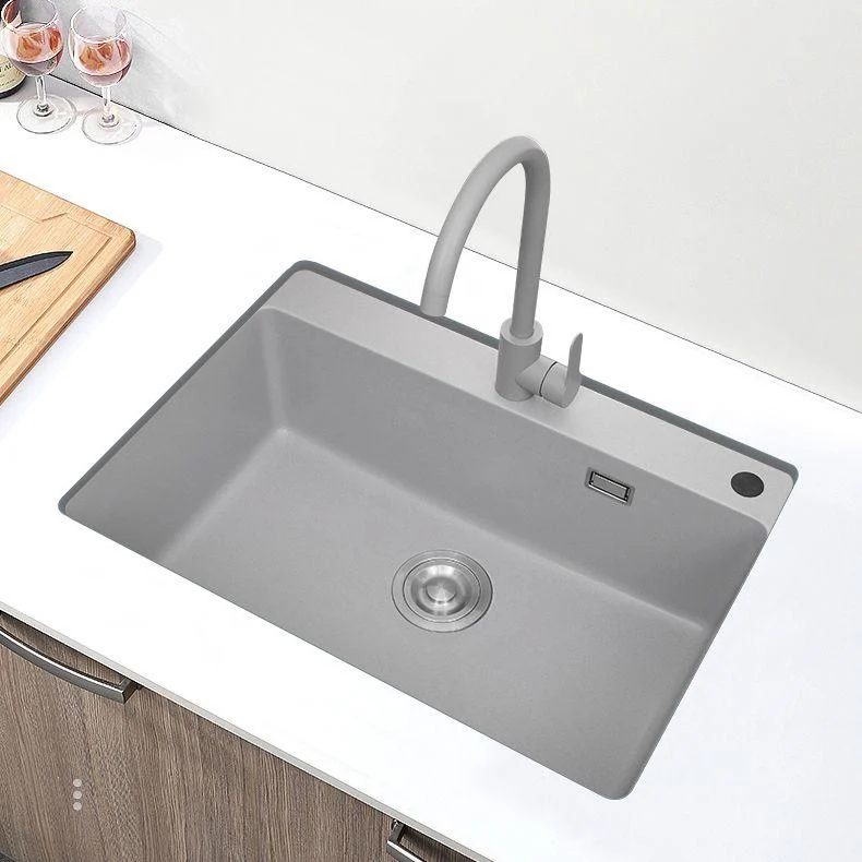 Modern Style Kitchen Sink Overflow Hole Design Drop-In Quartz Kitchen Sink -Bathlova