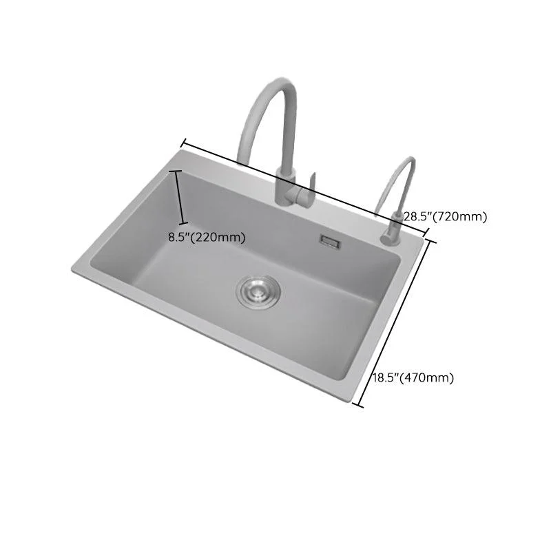 Modern Style Kitchen Sink Overflow Hole Design Drop-In Quartz Kitchen Sink -Bathlova