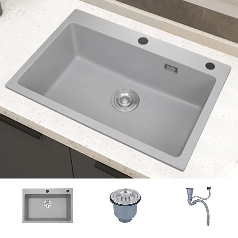 Modern Style Kitchen Sink Overflow Hole Design Drop-In Quartz Kitchen Sink -Bathlova