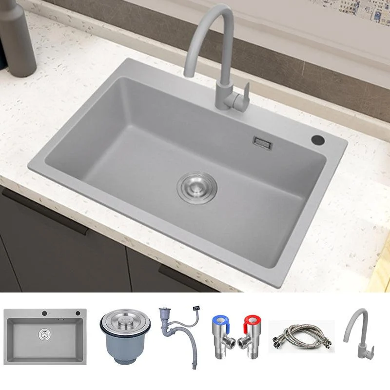 Modern Style Kitchen Sink Overflow Hole Design Drop-In Quartz Kitchen Sink -Bathlova