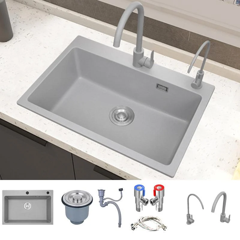 Modern Style Kitchen Sink Overflow Hole Design Drop-In Quartz Kitchen Sink -Bathlova