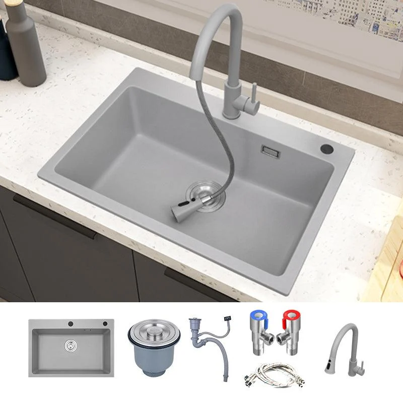 Modern Style Kitchen Sink Overflow Hole Design Drop-In Quartz Kitchen Sink -Bathlova