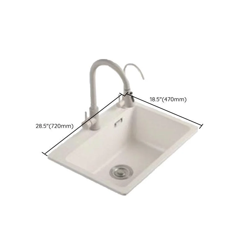 Modern Style Kitchen Sink Overflow Hole Design Drop-In Quartz Kitchen Sink in Beige -Bathlova