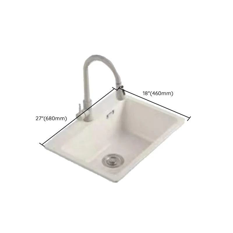 Modern Style Kitchen Sink Overflow Hole Design Drop-In Quartz Kitchen Sink in Beige -Bathlova